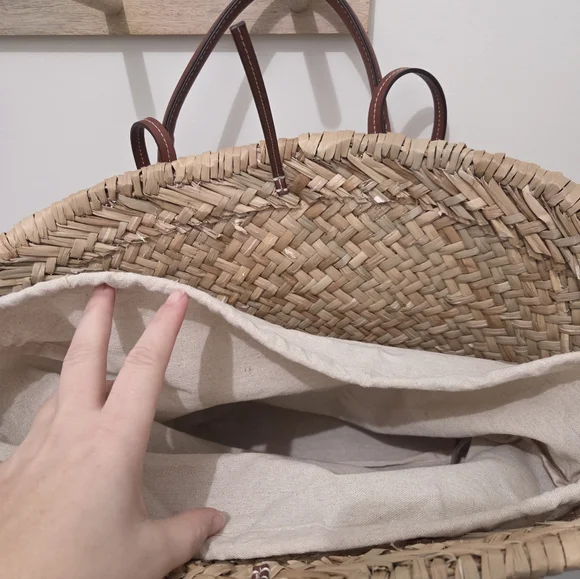 New Mango Large double handle Natural Fiber sholder bag - Picture 6 of 7